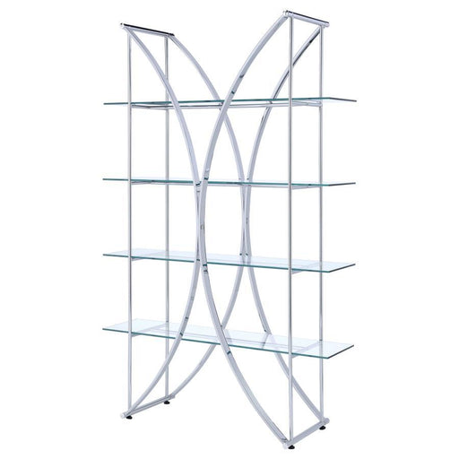 Larson - 4-Shelf Glass Bookshelf - Chrome - Simple Home Plus