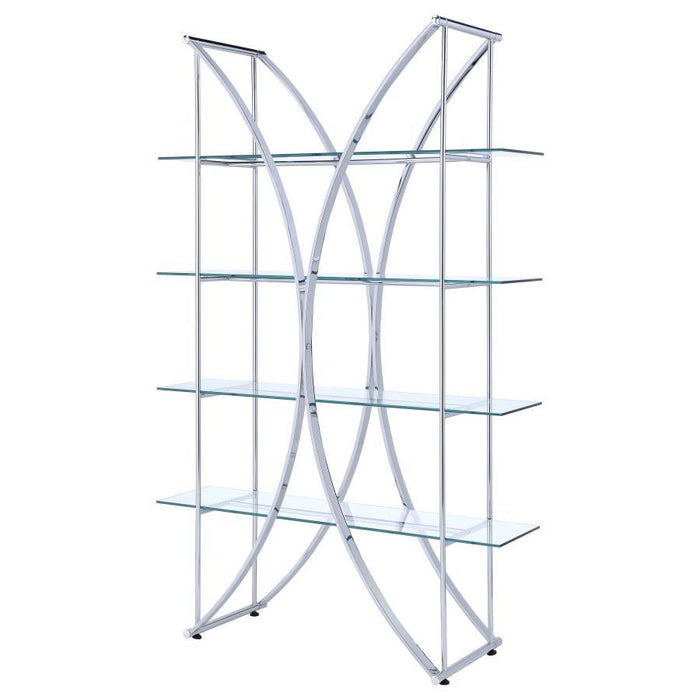 Larson - 4-Shelf Glass Bookshelf - Chrome - Simple Home Plus