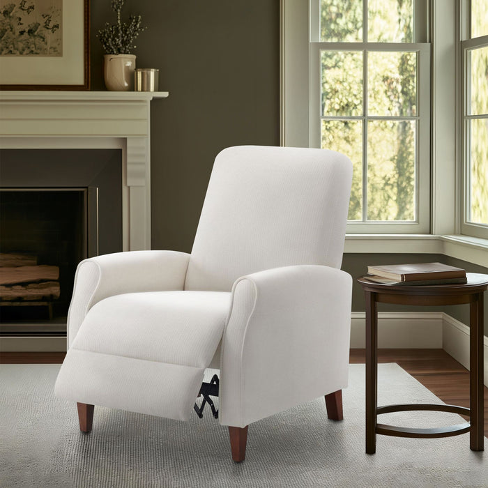 Marena - Upholstered Manual Push Back Recliner - Cream