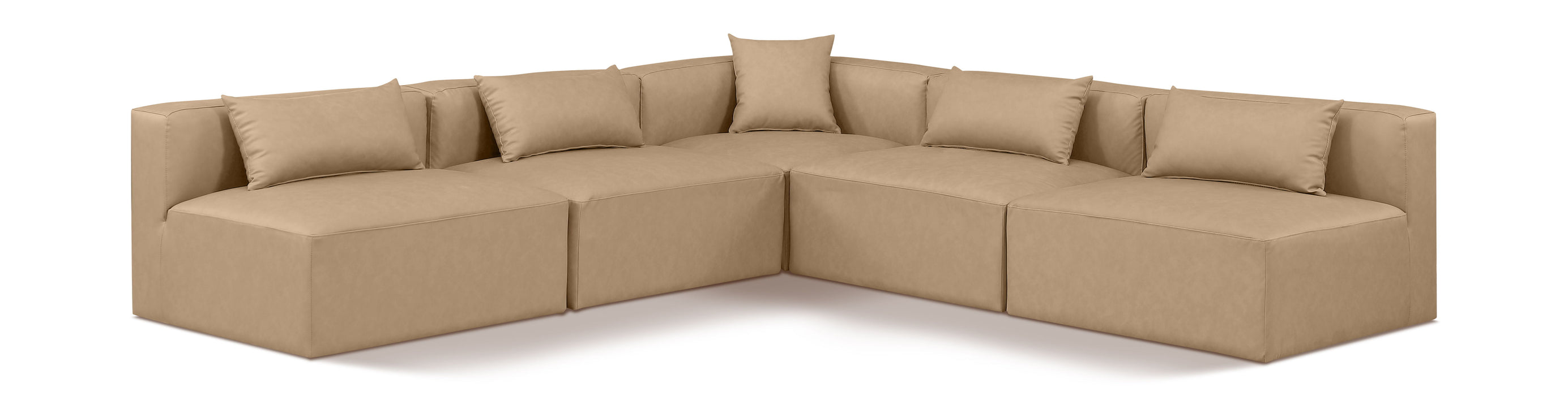 Cube - 5 Piece Modular Corner Armless Sectional - Tan - Simple Home Plus