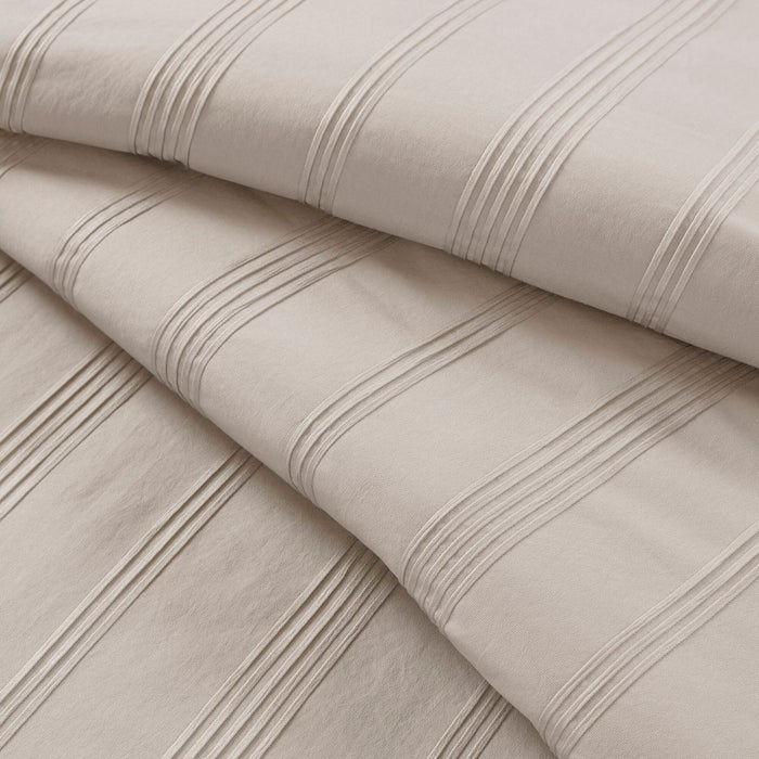 Logan - Queen Striped Duvet Set - Neutral - Simple Home Plus