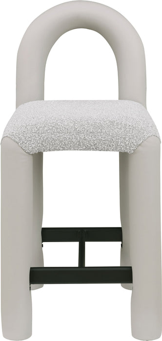 Amari - Vegan Leather and Boucle Fabric Stool - Simple Home Plus