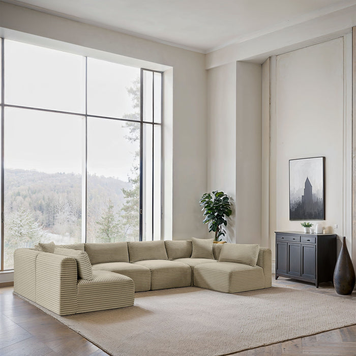 Shaggy - 6 Piece Modular U-Shaped Armless Sectional - Simple Home Plus