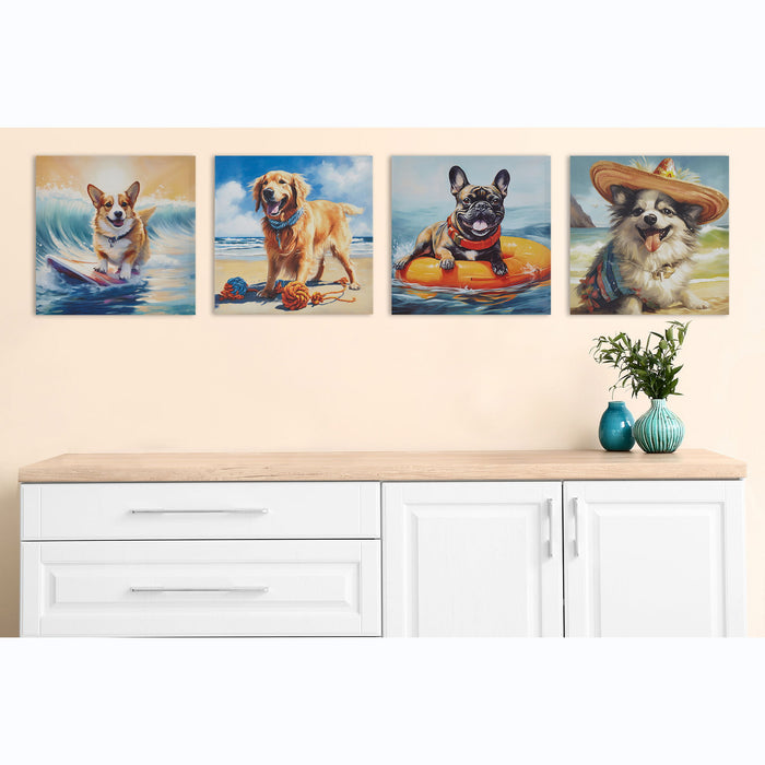 Beach Dogs - Chihuahua Canvas Wall Art - Blue Multi - Simple Home Plus