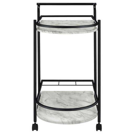 Desiree - 2-Tier Faux Marble Shelf Metal Bar Cart - Simple Home Plus