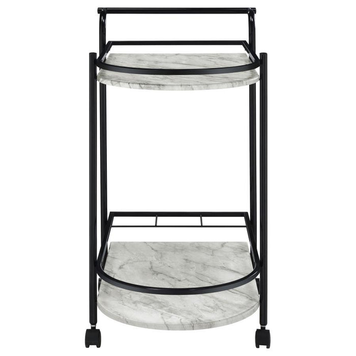 Desiree - 2-Tier Faux Marble Shelf Metal Bar Cart - Simple Home Plus