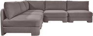 Hammond - Velvet Performance Fabric Upholstered 5 Piece Armless Sectional - Simple Home Plus