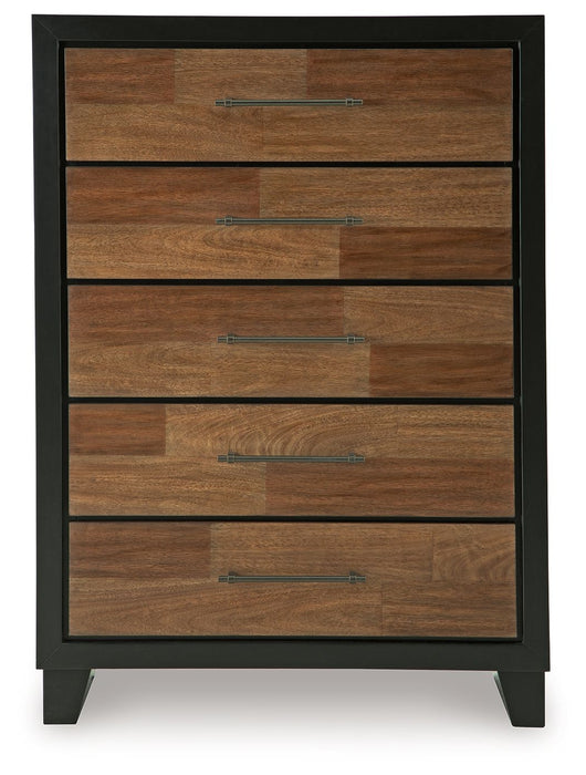 Kraeburn - Brown / Black - Five Drawer Chest - Simple Home Plus