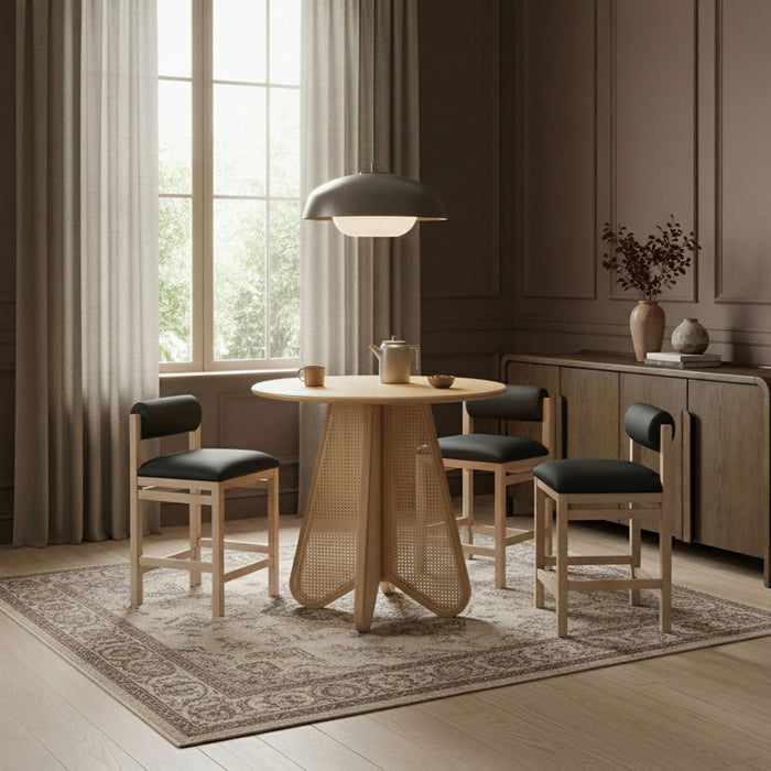 Butterfly - Solid Wood And Natural Cane Table With Natural Top - Simple Home Plus