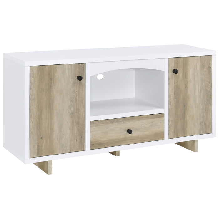 Dalton - 2 Door Storage Credenza - White And Distressed Pine - Simple Home Plus