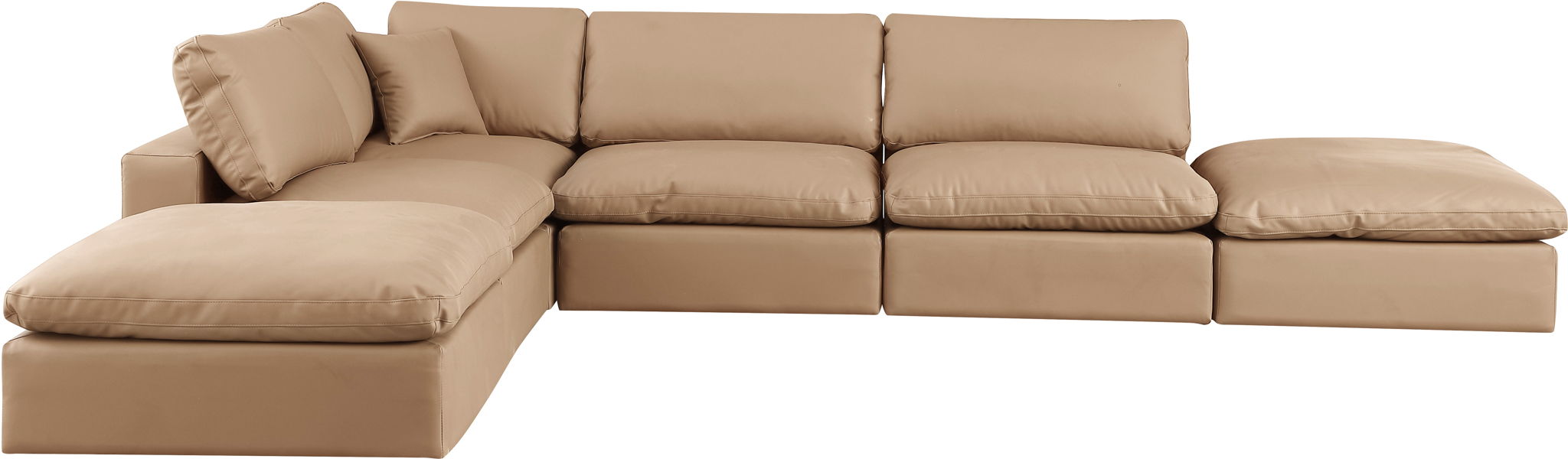 Comfy - 6 Piece Faux Leather Modular Sectional - Tan - Simple Home Plus