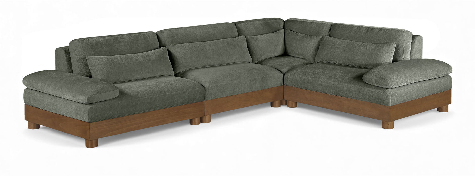Turin - Chenille Fabric Upholstered Modular Sectional - Green - Simple Home Plus