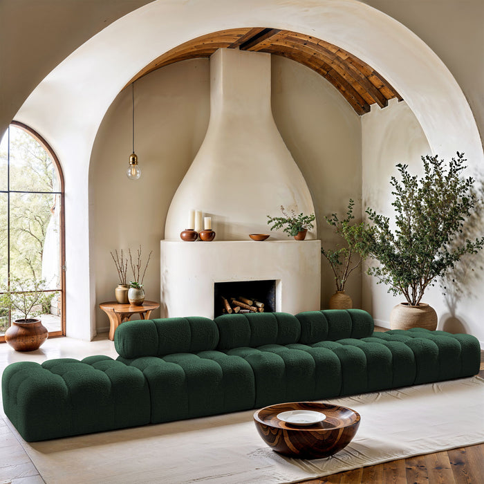 Ames - 5 Piece Boucle Upholstered Modular Sofa With 2 Armless Seats - Simple Home Plus