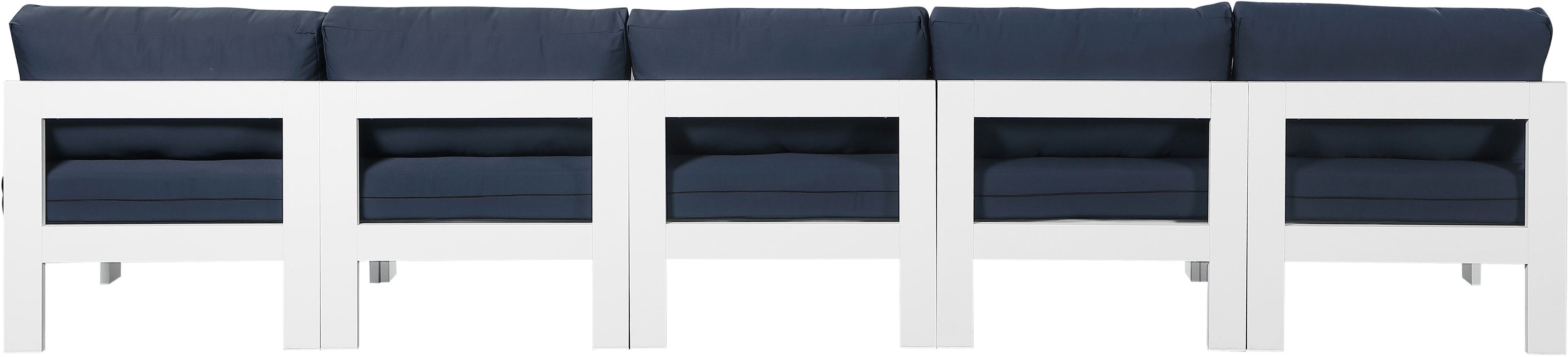 Nizuc - Outdoor Patio 5 Seat Modular Armless Sofa With White Frame - Simple Home Plus