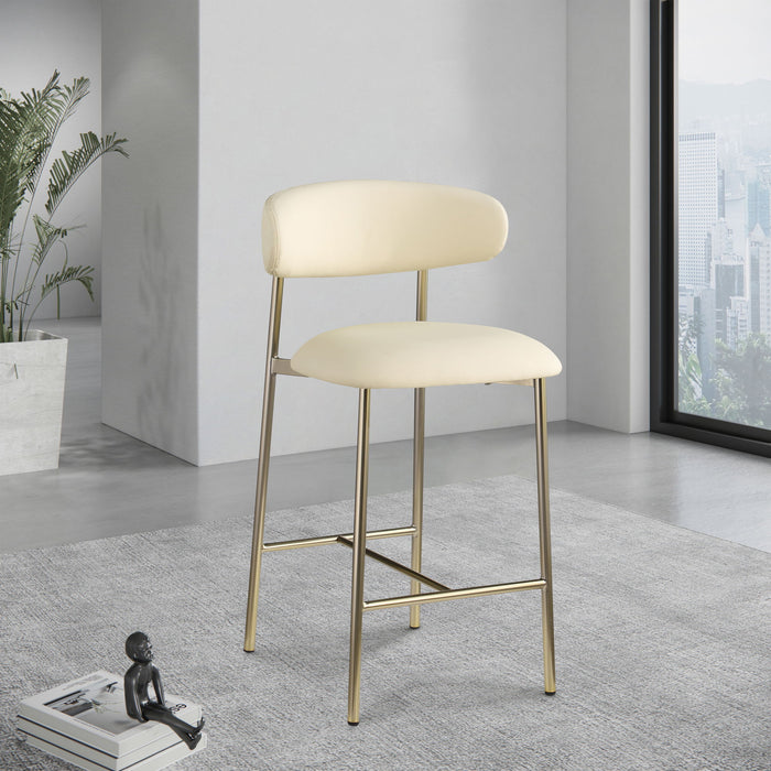 Lupita - Counter Stool With Brushed Gold Frame (Set of 2) - Simple Home Plus