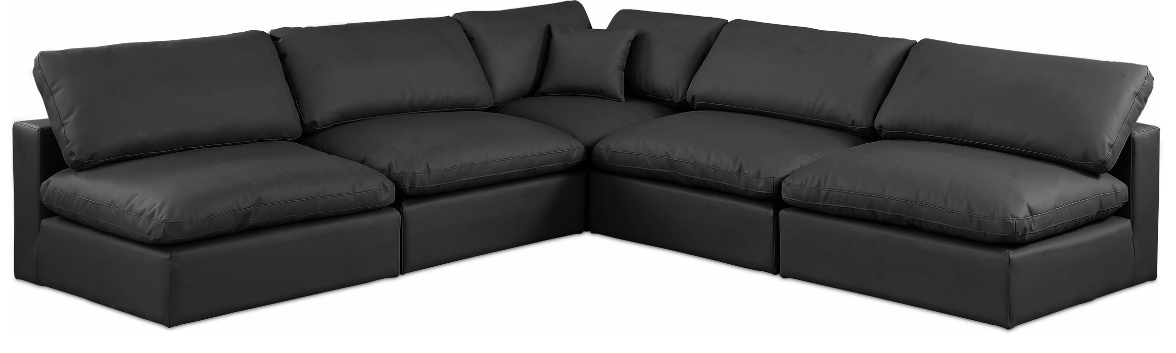 Comfy - 5 Piece Faux Leather Modular Corner Armless Sectional - Simple Home Plus