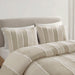 Shay - 3 Piece Striped Cotton Duvet Cover Set - Beige - Simple Home Plus