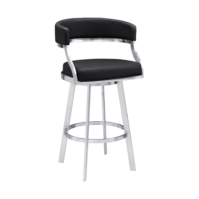 Dione - Swivel Faux Leather And Brushed Stainless Steel Bar Stool