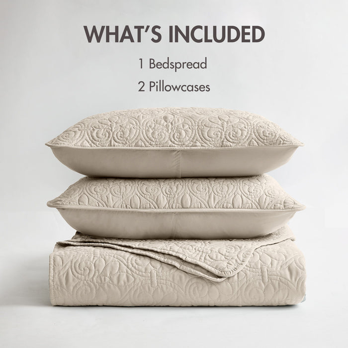 Quebec - King Reversible Bedspread Set - Cream - Simple Home Plus