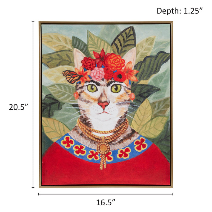 Pet Portrait - Bohemian Cat In Forest Framed Canvas Wall Art - Multi - Simple Home Plus