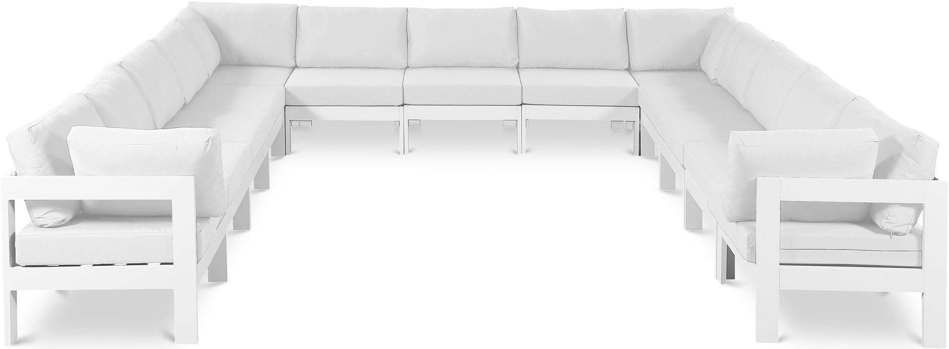 Nizuc - Outdoor Patio 13 Piece Modular Sectional With White Frame - Simple Home Plus