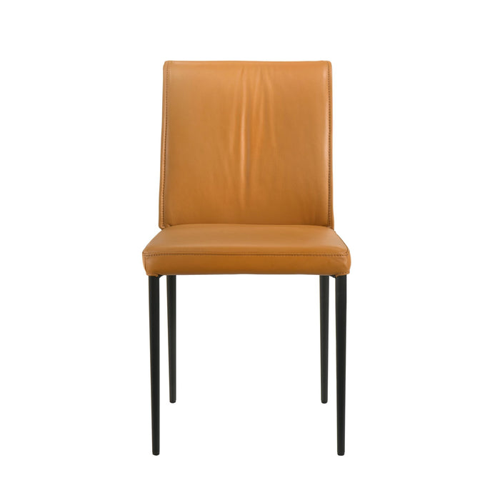 Meriam - Full Back Top Grain Leather Upholstered Metal Dining Chairs (Set of 2)