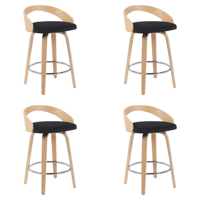 Sonia - Modern Swivel Counter Height Bar Stool - Patterned Oak Wood Finish - Simple Home Plus