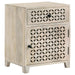 August - 1-Drawer Trellis Pattern Storage Cabinet - White Washed - Simple Home Plus