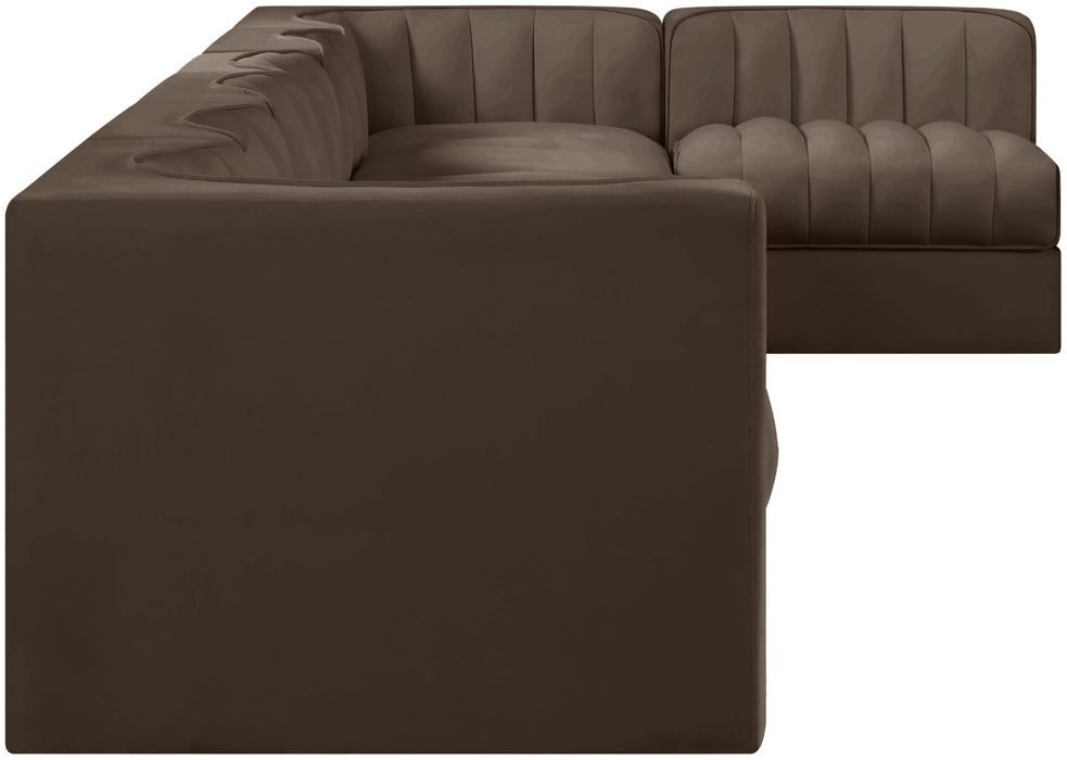 Rummi - Velvet Performance Fabric Upholstered 7 Piece Modular Sectional, L-Shaped (Right) - Simple Home Plus