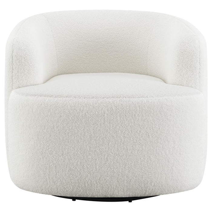 Hudson - Faux Sheepskin Upholstered Swivel Chair - Natural - Simple Home Plus