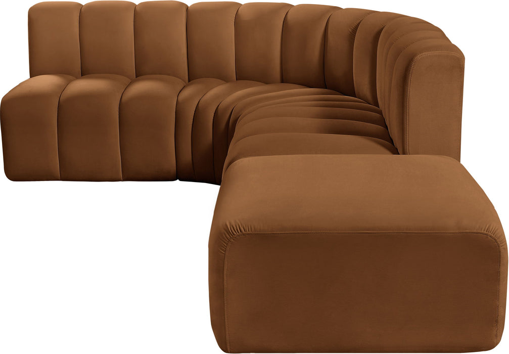 Arc - Velvet 5 Piece Corner Modular Sofa - Saddle - Simple Home Plus