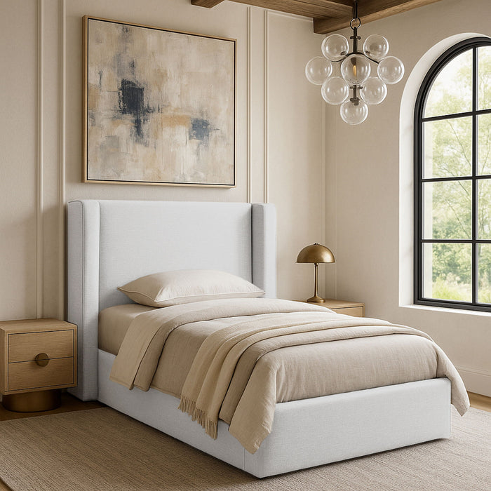 Kendall - Linen Textured Fabric Upholstered Bed - Simple Home Plus