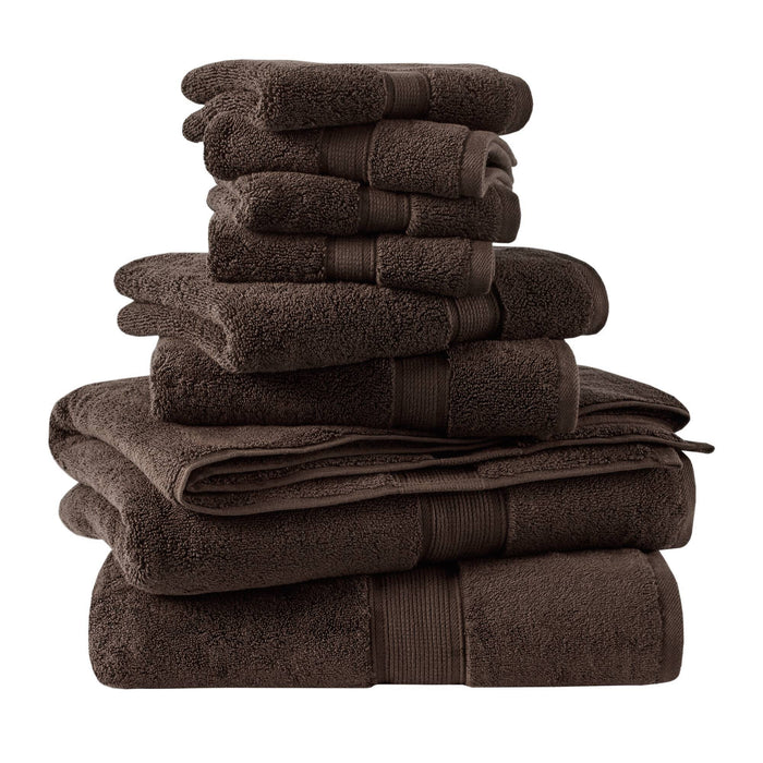 800GSM - 8 Piece Antimicrobial Towel Set - Brown - Simple Home Plus