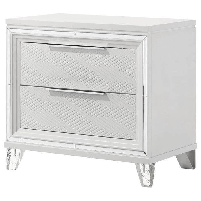 Marmore - 2-Drawer Nightstand Bedside Table - White - Simple Home Plus
