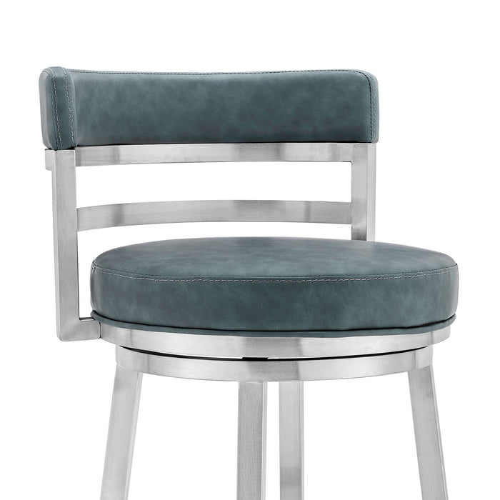 Titana - Swivel Faux Leather And Brushed Stainless Steel Bar Stool
