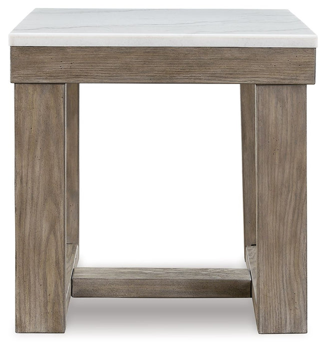 Loyaska - Brown / Ivory - Square End Table - Simple Home Plus