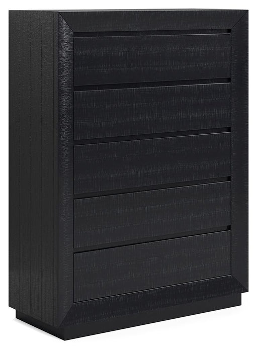 Londer - Black - Five Drawer Chest - Simple Home Plus