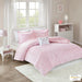 Rosalie - Twin Metallic Printed Comforter Set - Pink / Silver - Simple Home Plus