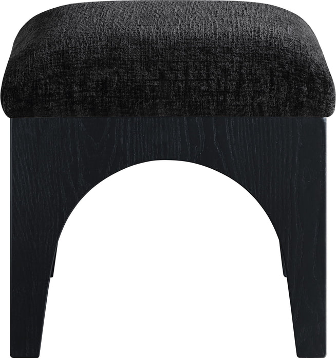 Lawson - Chenille Fabric Ottoman - Black Base - Simple Home Plus