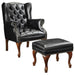 Roberts - Upholstered Wingback Chair And Ottoman Set - Black - Simple Home Plus