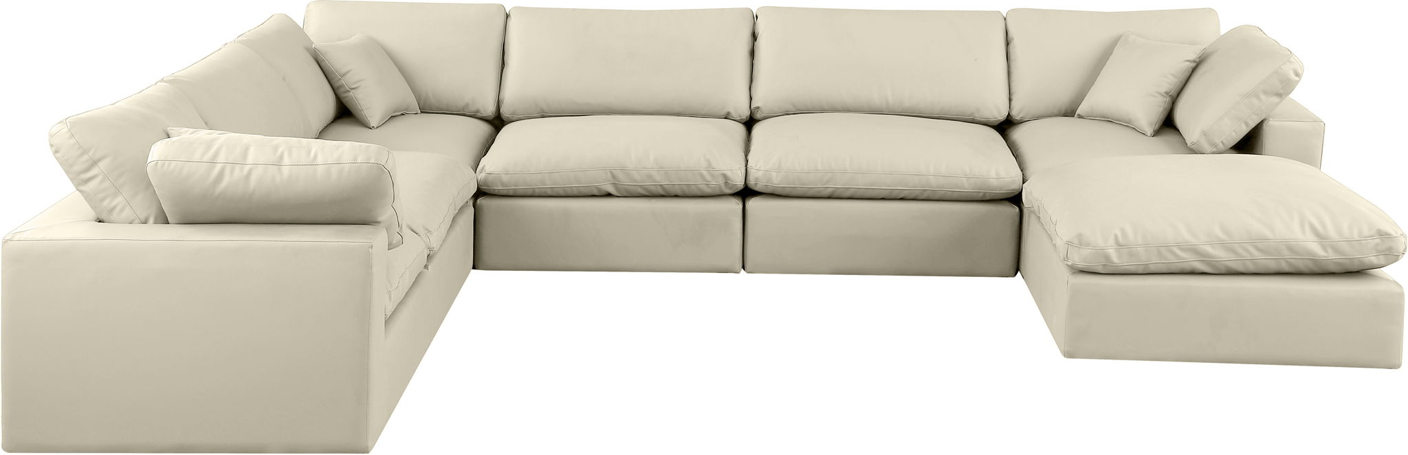 Comfy - 7 Piece Faux Leather Modular Sectional With Chaise - Simple Home Plus