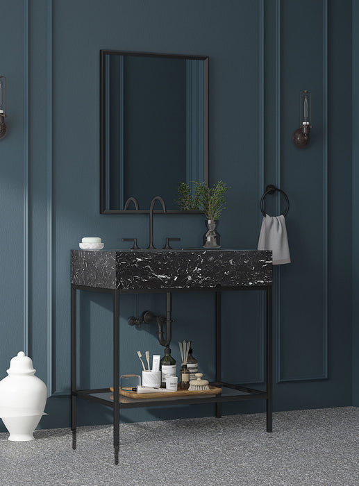 Marmo - Engineered Marble Bathroom Vanity With Black Base - Simple Home Plus