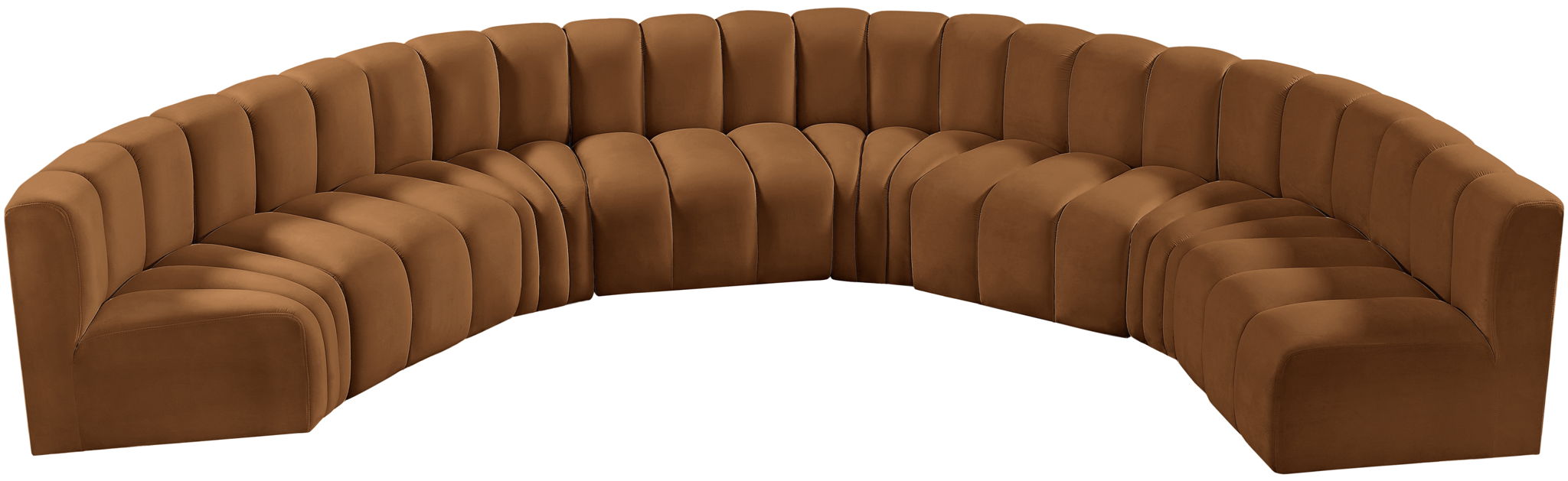 Arc - Velvet 8 Piece U-Shaped Modular Sofa - Saddle - Simple Home Plus