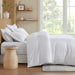Logan - California King Striped Duvet Set - White - Simple Home Plus