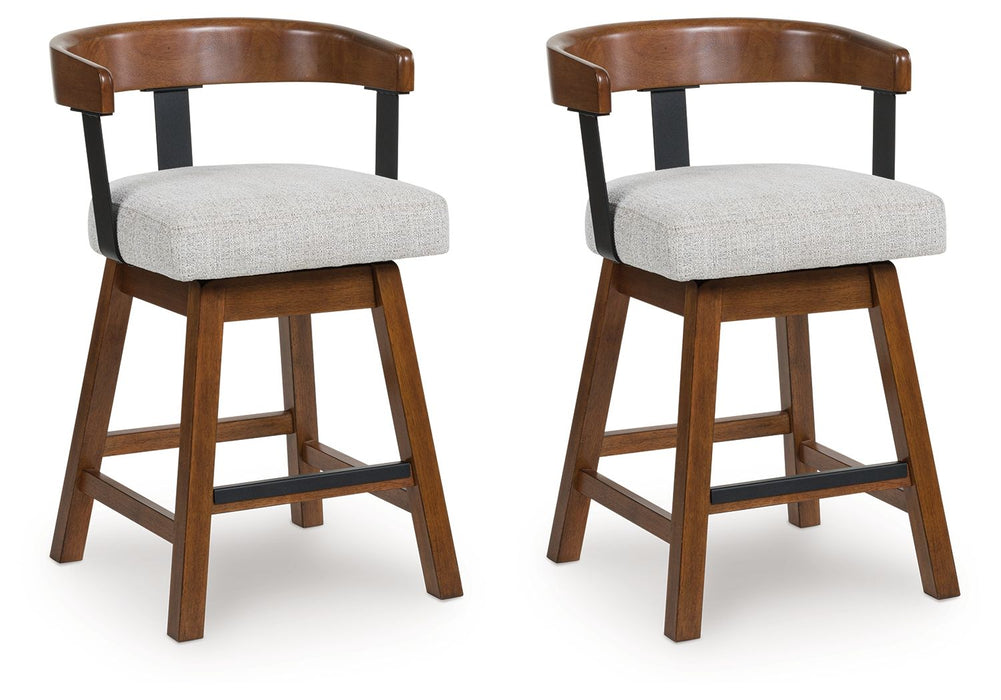 Ralene - Medium Brown - Upholstered Swivel Barstool (Set of 2) - Simple Home Plus