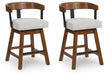Ralene - Medium Brown - Upholstered Swivel Barstool (Set of 2) - Simple Home Plus