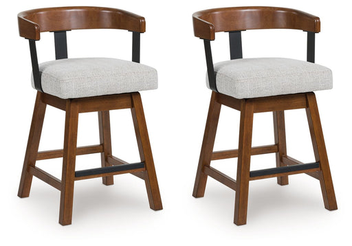 Ralene - Medium Brown - Upholstered Swivel Barstool (Set of 2) - Simple Home Plus