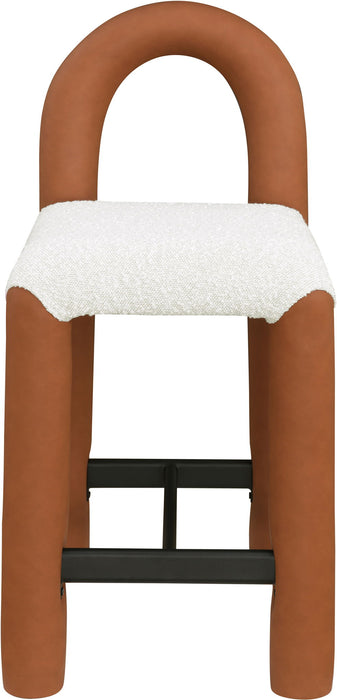 Amari - Vegan Leather and Boucle Fabric Stool - Simple Home Plus