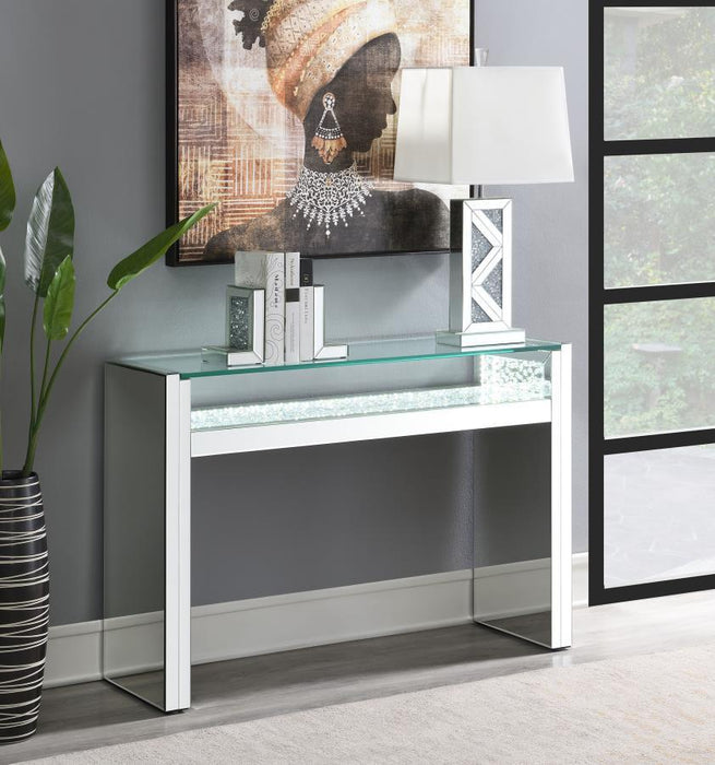 Edna - Mirrored Acrylic Console Table LED Lighting - Silver - Simple Home Plus