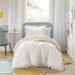 Phoebe - Twin/Twin Long Diamond Quilted Ruffle Edge Comforter Set - Ivory - Simple Home Plus